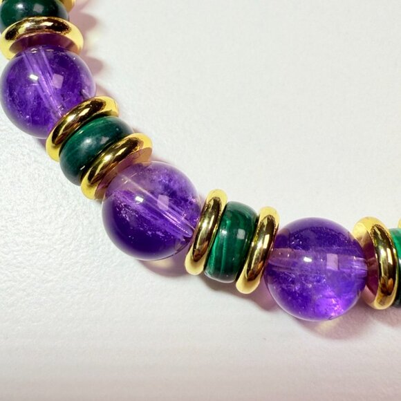 Amethyst & Malachite Jewelry Set – Bracelet + Earring - Picture 12 of 12